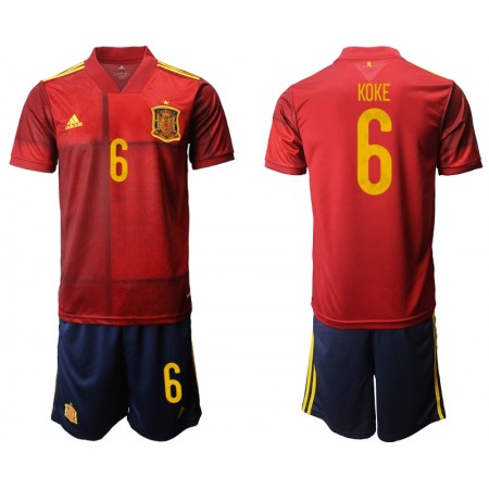 Spanien Fotbollströjor Koke 6 Barn Hemma tröja EM 2020 Kortärmad